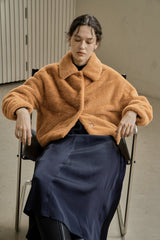 フェイクファーショートコート/FAKE FUR SHORT COAT_ORANGE