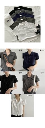 コイススナップカラー半袖Tシャツ / KOIS Snap Collar Short Sleeve Tee