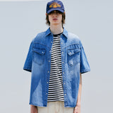 ウォッシュドデニムウェスタンシャツ / WASHED DENIM WESTERN SHIRT BLUE