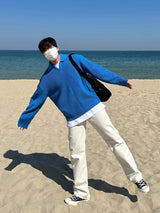 ブレンドオープンカラニット/BLEND OPEN KARA KNIT(7COLOR)