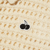 MONO CHERRY NET KNIT SHORT CARDIGAN [IVORY]