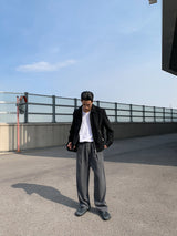 シルキーワイドバンディングスラックス/Silky wide banding slacks 2color