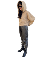 エンボスクロップドフーディー/Emboss Cropped Hoodie-BEIGE