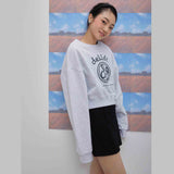 Cheerful logo short sweat shirt (light gray) (6684429353078)