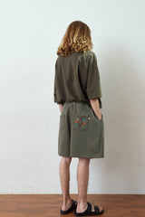 SOLAR PIGMENT 1/2 WIDE SWEAT PANTS (Khaki) (6680167350390)
