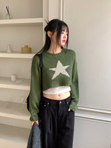 リムグリーンスタークロップニット
