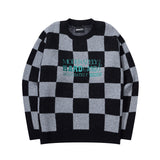 エンブロイダリーポイントチェッカーボードニット / EMBRODERY POINT CHECKERBOARD KNIT - BLACK