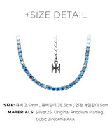 スカイブルーミニテニスネックレス/[S925] Skyblue Mini Tennis Necklace (black silver)