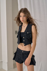 TWEED HIPSTER VEST (BLACK)