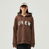 クルーネックフーディージップアップ/CREW HOOD ZIP UP (BROWN)