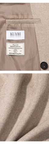 Merino Wool Overfit Double Long Coat (Sand Beige)