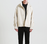オーバーフィットバフィングレザーライダージャケット/Overfit Buffing Leather Rider Jacket_Ivory
