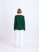 マークVネックケーブルニットセーター/RCH mark v neck cable knit sweater green