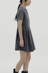プリーツミニショートスリーブドレス / Pleats Mini Short Sleeve Dress (3color)