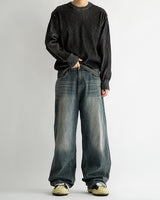 Vintage brush blue denim pants