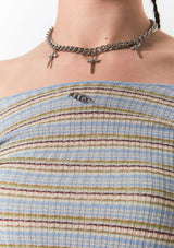 smooth off shoulder top - blue stripe