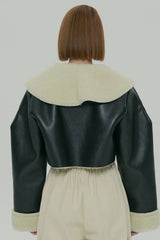CROP SHEARLING JACKET / BLACK