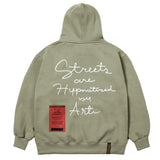 レターグラフオーバーサイズドヘビースウェットフーディー / 22 LETTER GRAPH OVERSIZED HEAVY SWEAT  HOODIE WHITE MELANGE / LIGHT KHAKI