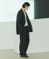 UNISEX PINTUCK STITCH WIDE PANTS M - BLACK (6689418641526)