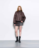 Rib Neck Goose Down Jacket _ Brown