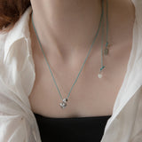 ハートポイントメランジストリングネックレス/Heart point melange string necklace
