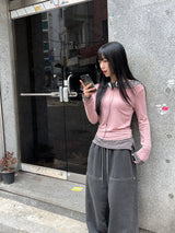 マホレイヤードテンセル長袖Tシャツ