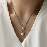 サージカルスチールハートトグルバーネックレス/htt Surgical steel heart toggle bar lock necklace
