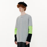 Triple Sleeve T-shirt [Gray_Green_Black] (6592423788662)