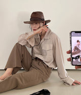 Extended Sleeve Flap Pocket Shirt(3 color) (6595314188406)