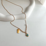 hte パールカラーハートターコイズゲストルックアセントネックレス/hte Pearl Color Heart Turquoise Guest Look Accent Necklace