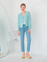 POCKET POINT V-NECK TWEED JACKET_MINT (6580081557622)