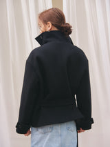 ハイネックハーフコート / HIGHNECK HALF COAT_BLACK