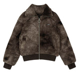 タイダイ風ボアZIPジャケット / HIDE Tie Dye Fleece Jumper (Brown) (4606136189046)