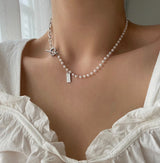 sspoi サージカルスティールトグルツーウェイパールゲストロックネックレス / sspoi Surgical Steel Toggle Bar Two-Way Pearl Guest Look Necklace