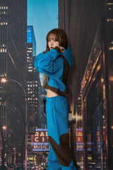 ラインクロップフーディー / LINE CROP HOODIE (BLUE)