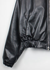 レザークロップブルゾンパディング/Leather crop blouson padding (2color)