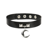0 8 Moon Leather Choker - BLACK (6626833694838)