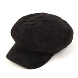 Suede Black Newsboy Cap (6590337220726)