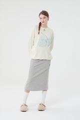 スモールチェリーミディスカート／SMALL CHERRY MIDI SKIRT [MELANGE GRAY]
