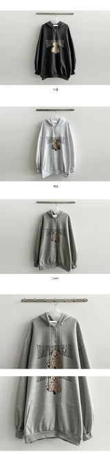 [Fleece] ipple Bear Oversized Fit Half Zip-Up Balloon Hood