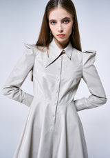 VEGAN LEATHER FLARED DRESS (6683372617846)