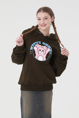 ウィティーバニーブークレワーディングフーディー／WITTY BUNNY BOOKLE WORDING HOODIE [BROWN]