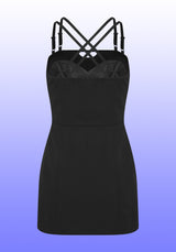 BLACK SHOULDER STRAP MINI DRESS (6624146849910)