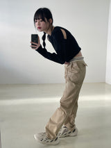 Waist point two tuck slacks
