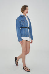 セミオーバーフィットベルトセットデニムジャケット/ SEMI OVER FIT BELT SET DENIM JACKET [1000]