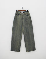 オリーブウォッシュデニムパンツ / Olive washed denim pants