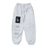 SKULL HEAVY SWEAT WIDE JOGGER PANTS GREY / BLACK (4626273501302)