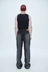ハイパー ブラッシュ ウォッシング ワイド デニムパンツ / Hyper Brush Washing Wide Denim Pants Black