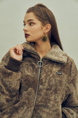 タイダイ風ボアZIPジャケット / HIDE Tie Dye Fleece Jumper (Brown) (4606136189046)
