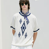 ナバジョパターンリンガーハーフニット / NAVAJO PATTERN RINGER HALF KNIT CREAM